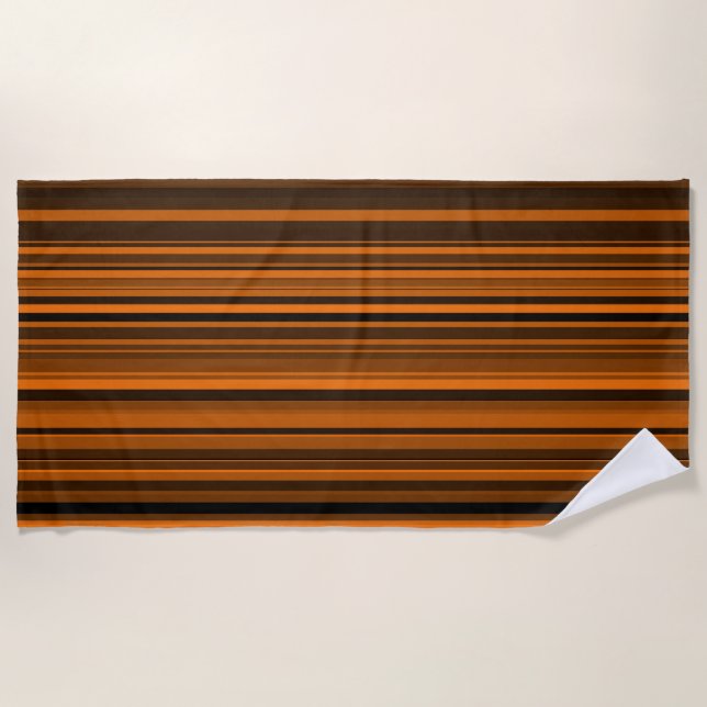 Orange Brown Black Stripes Strandtuch (Vorderseite)