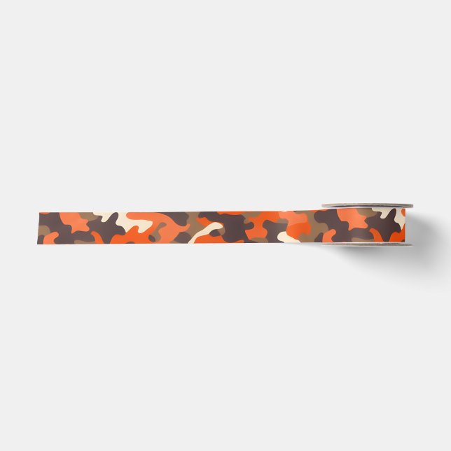 Orange & Brown Camouflage Satinband (Vorderseite)