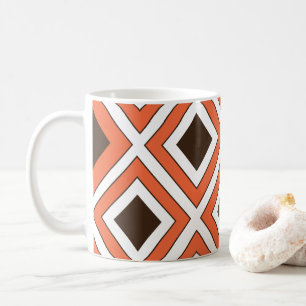 Orange Brown Diamond Geometric Kaffeetasse