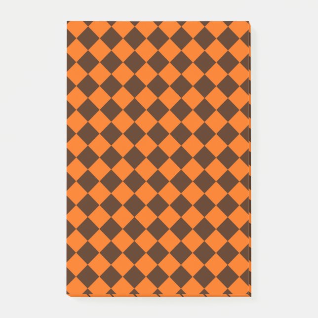 Orange Brown Diamond Schachbrett Pattern Post-it Klebezettel (Vorderseite)