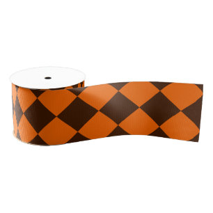 Orange Brown Diamond Schachbrett Pattern Ripsband