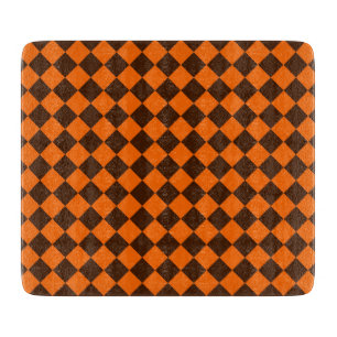 Orange Brown Diamond Schachbrett Pattern Schneidebrett