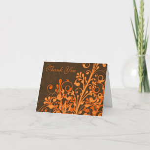 Orange Brown Floral Hochzeit im Herbst Danke Karte