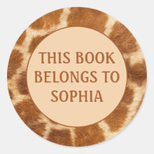 Orange Brown Giraffe Print Book Name Plakat Aufkle