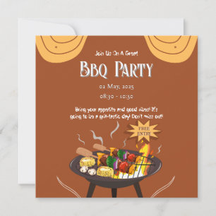 Orange Brown GRILLEN Party Flat Card