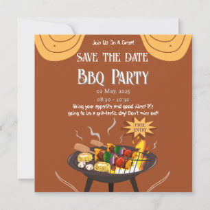 Orange Brown GRILLEN Save the Date Card