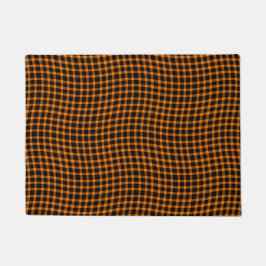 Orange Brown Plaid Checker Seamless Pattern Fußmatte