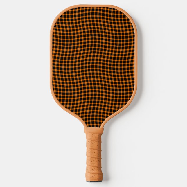 Orange Brown Plaid Checker Seamless Pattern Pickleball Schläger (Vorderseite)