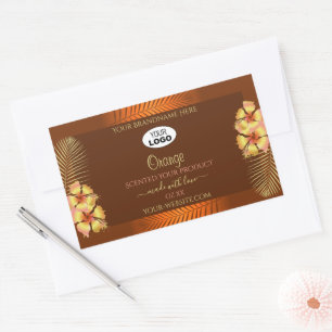 Orange Brown Product Labels Hawaiian Blume Logo Rechteckiger Aufkleber