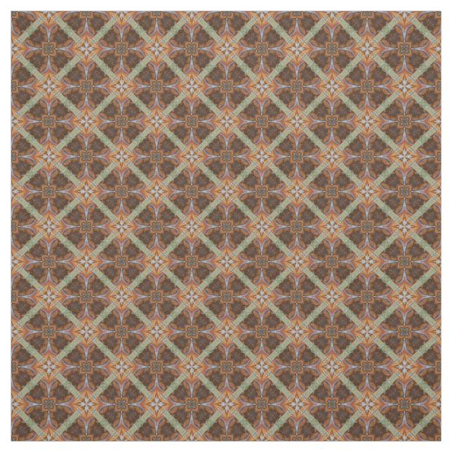 Orange Brown ScrollCircles gepolstertes grünes Mus Stoff (Muster)