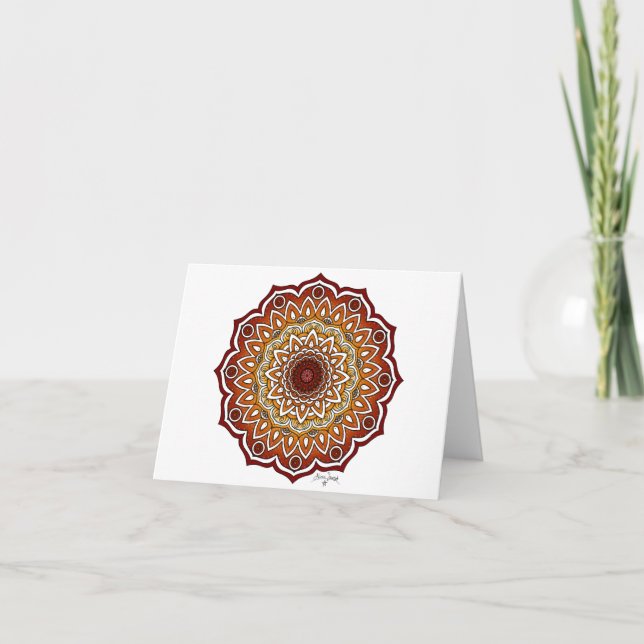 Orange & Brown Spiral and Floral Mandala Karte (Vorderseite)