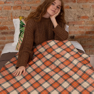 Orange Brown Tartan Pattern Fleecedecke