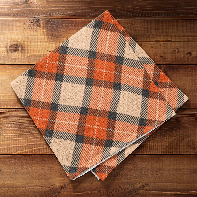 Orange Brown Tartan Pattern Geschirrtuch (Von Creator hochgeladen)
