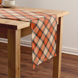 Orange Brown Tartan Pattern Mittelgroßer Tischläufer