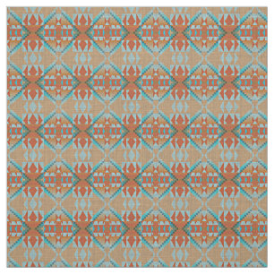Orange Brown-Türkis-Blau-eklektischer ethnischer Stoff