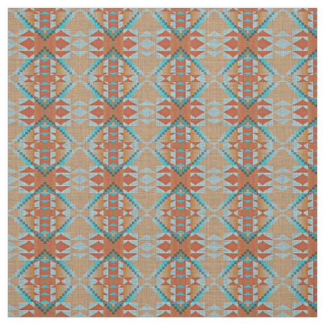 Orange Brown Türkise Blue Eclectic Ethnic Look Stoff (Muster)