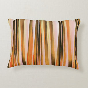 Orange Brown- und Pfirsich-Herbst-Stripy Linien Dekokissen