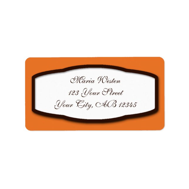 Orange Brown & White Address Labels Adressaufkleber (Vorne)