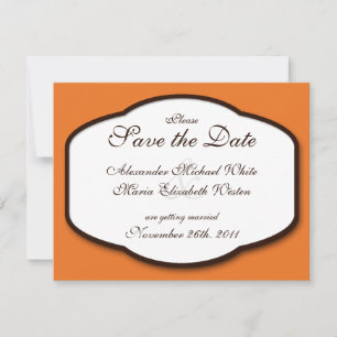 Orange Brown & White Wedding retten die Termine Einladung