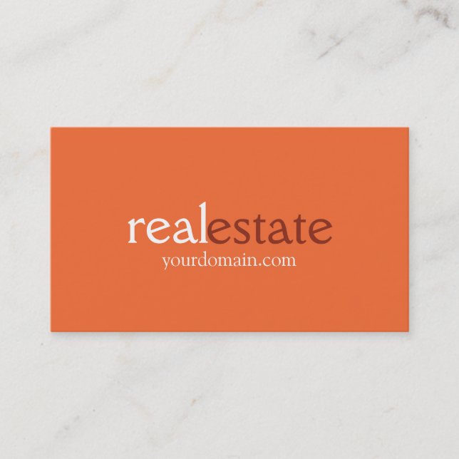 Orange Browny Real Anwesen Agent Business Card Visitenkarte (Vorderseite)