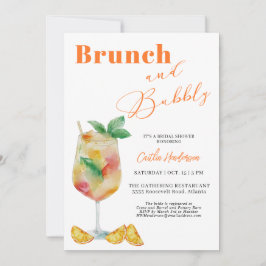 Orange Brunch und Bubbly Champagne Brautparty Einladung