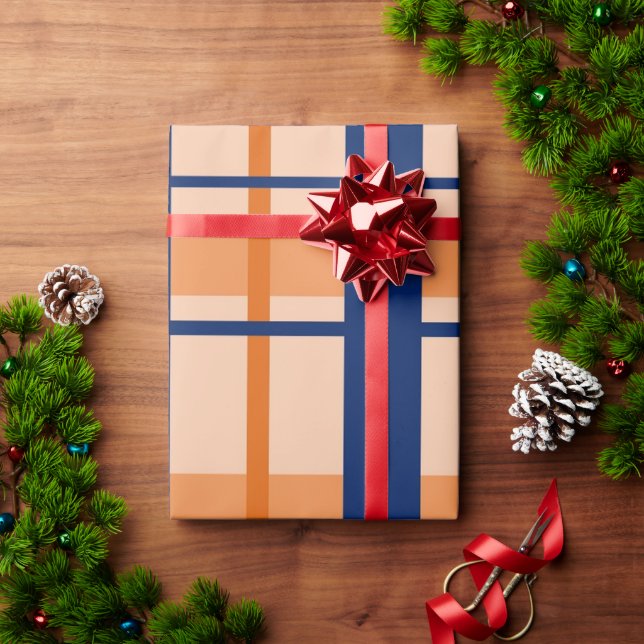 Orange Buffalo Kariert Wrapping Paper Geschenkpapier (Feiertagsgeschenk)