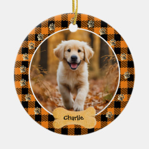 Orange Buffalo Kariertes Muster Gold Pet Print Fam Keramik Ornament