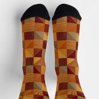 Orange, Burgund, braune Karos mit Lines Socken