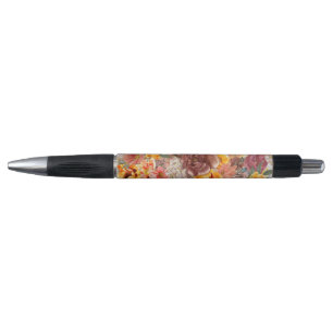 Orange Burgund Weinrot Herbst Wasserfarbe Blumen Kugelschreiber