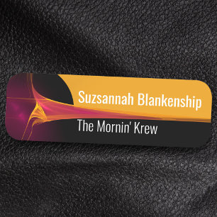 Orange Burgundy Blast Streaked Background Name Tag Namensschild