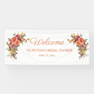 Orange Burgundy Floral Brautparty Willkommen Banner