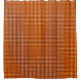 Orange Burgundy Plaid Shower Curtain Duschvorhang