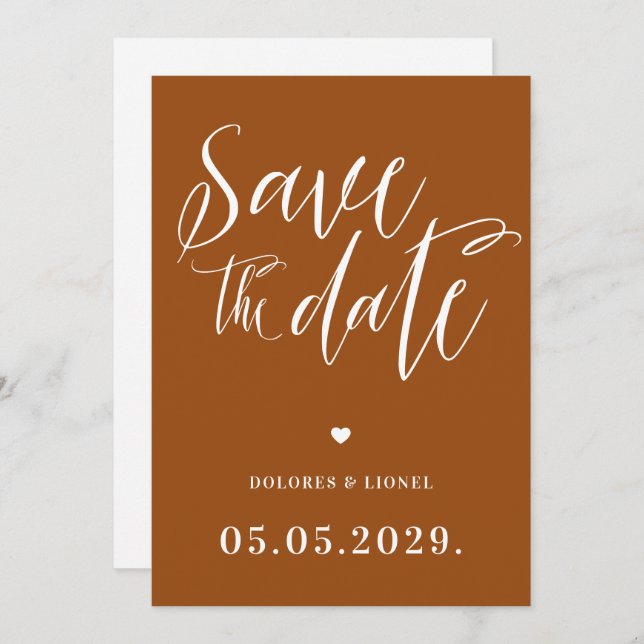 Orange Burnt Pink Save the Date Einladung (Vorne/Hinten)