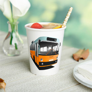 Orange Bus Pappbecher