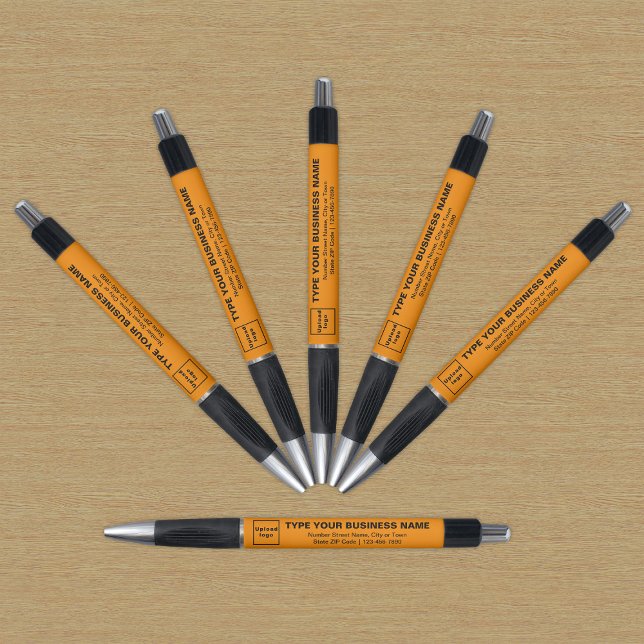 Orange Business Brand on Pen Kugelschreiber (Pen with orange barrel and your business brand)