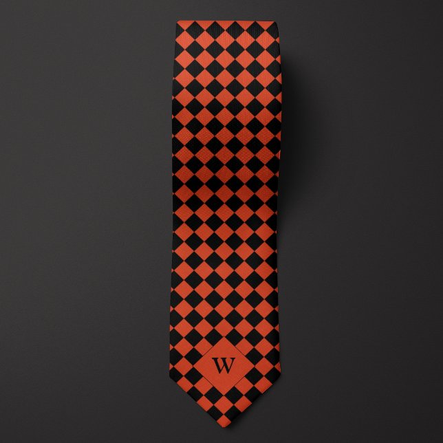 Orange Business Checked Monogram Krawatte (Von Creator hochgeladen)