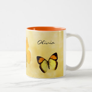 Orange Butterfett Personalisiert Name Tasse