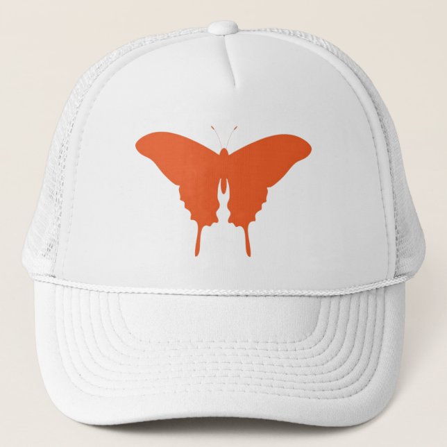 Orange Butterfly Art Trucker Hat Truckerkappe (Vorderseite)