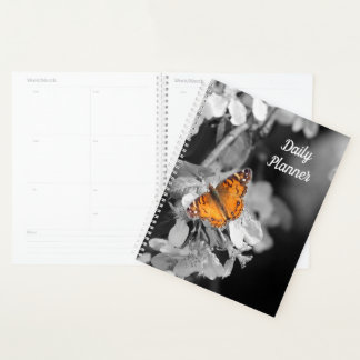 Orange Butterfly auf Apple Blossom Daily Planner Planer