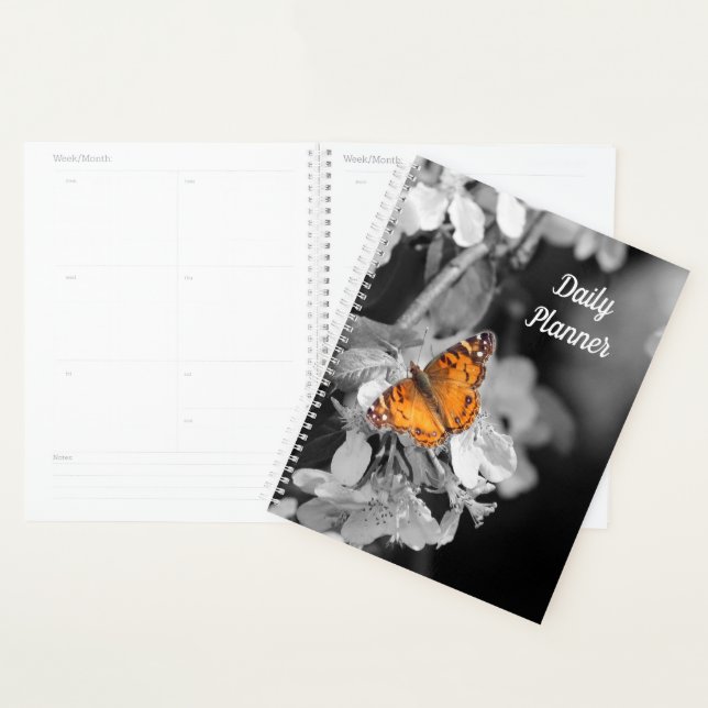 Orange Butterfly auf Apple Blossom Daily Planner Planer (Anzeige)