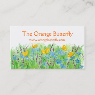 Orange Butterfly Business Card Blue Wildblume Art Visitenkarte