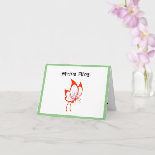 Orange Butterfly Cartoon, Niedlich Garden Nature A Karte