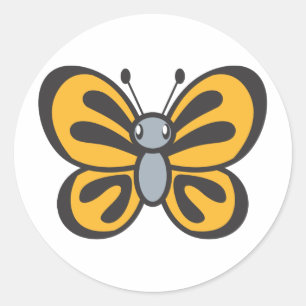 Orange Butterfly Cartoon Runder Aufkleber