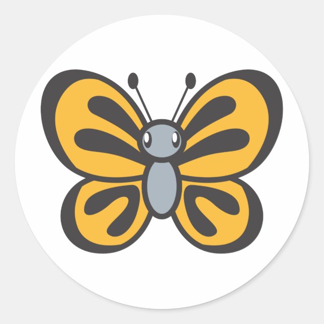 Orange Butterfly Cartoon Runder Aufkleber (Vorderseite)