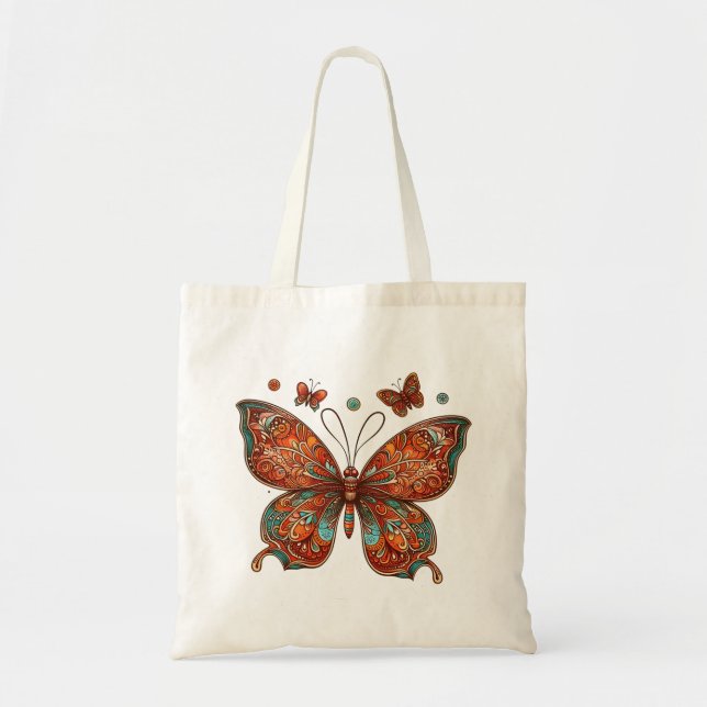 Orange Butterfly Design Tragetasche (Vorne)