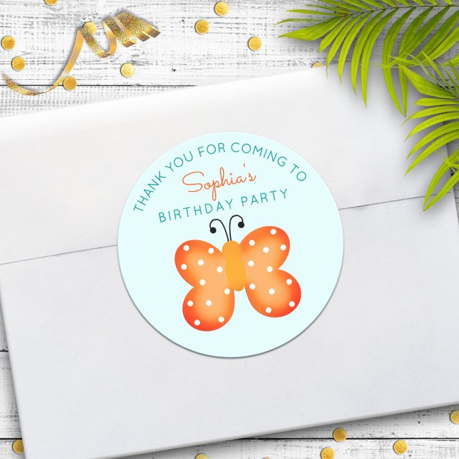 Orange Butterfly Gastgeschenk Danke Stickers (Von Creator hochgeladen)