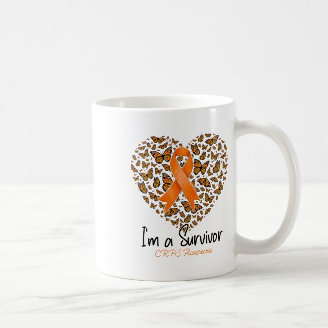 Orange Butterfly Herz Ich bin ein Überlebender Crp Kaffeetasse (Rechts)
