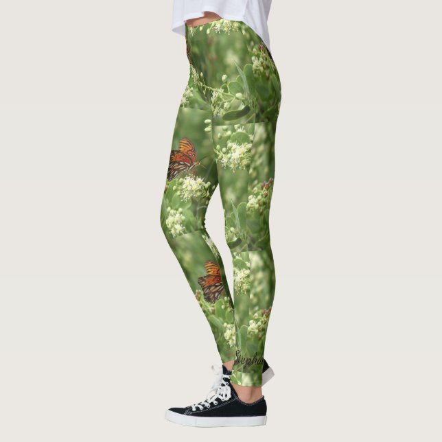 Orange Butterfly Leggings mit Personalisiertem Nam (Links)