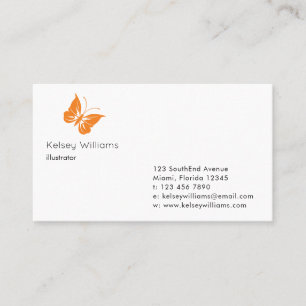 Orange Butterfly Logo Modern Business Card Visitenkarte