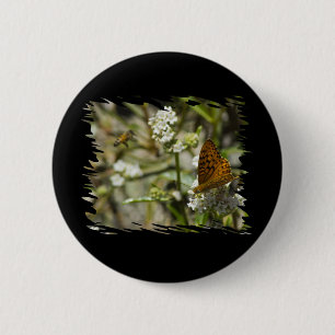 Orange Butterfly und Biene Button